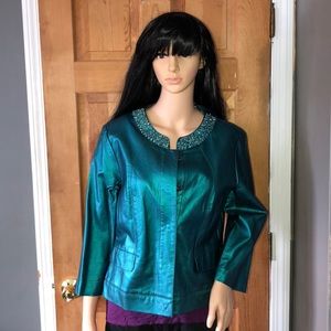 Mermaid Teal Faux Leather Jacket